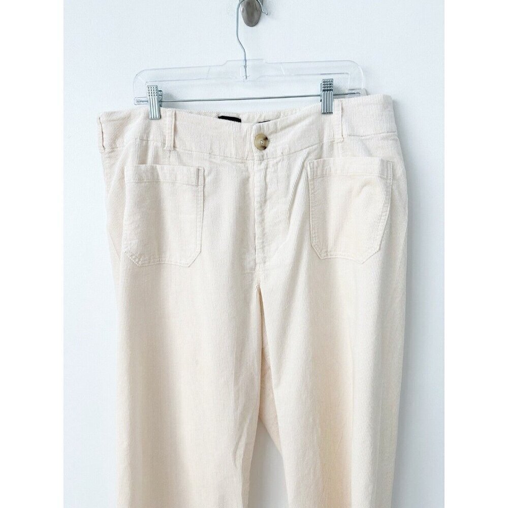 NWT Anthropologie Colette Cropped Wide-Leg Corduroy Pants 16W Ivory Cream - Picture 5 of 9